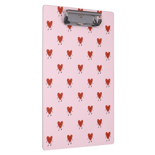 Cute Red Hearts Seamless Love Pattern on Pink クリップボード (右)