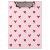 Cute Red Hearts Seamless Love Pattern on Pink クリップボード (正面)
