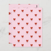 Cute Red Hearts Seamless Love Pattern on Pink ポストカード (正面/裏面)