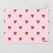 Cute Red Hearts Seamless Love Pattern on Pink ポストカード (裏面)