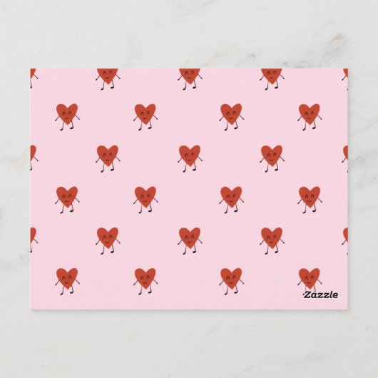 Cute Red Hearts Seamless Love Pattern on Pink ポストカード (裏面)