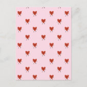 Cute Red Hearts Seamless Love Pattern on Pink ポストカード (正面)