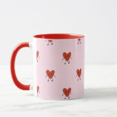Cute Red Hearts Seamless Love Pattern on Pink マグカップ (左)