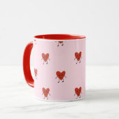 Cute Red Hearts Seamless Love Pattern on Pink マグカップ (正面左)