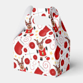 Cute Red Holiday Christmas Reindeer フェイバーボックス (裏面サイド)