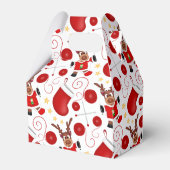 Cute Red Holiday Christmas Reindeer フェイバーボックス (正面サイド)