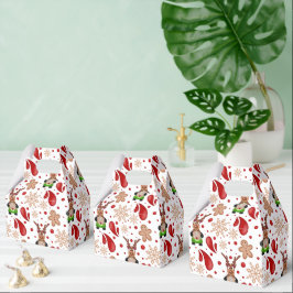 Cute Red Holiday Christmas Reindeer フェイバーボックス