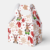 Cute Red Holiday Christmas Reindeer フェイバーボックス (裏面サイド)