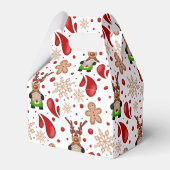 Cute Red Holiday Christmas Reindeer フェイバーボックス (正面サイド)