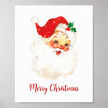 Cute Red Holiday Vintage Santa Claus Christmas ポスター<br><div class="desc">Cute Christmas wall art poster with a vintage Santa Claus and "Merry Christmas" in red. This holiday wall art is sure to add a festive touch to your Christmas decor.</div>