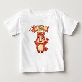 Cute Red Horse 2026 Year Of Te Horse ベビーTシャツ