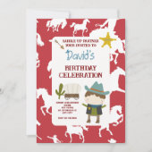 Cute Red Horse Cowboy Boy's Birthday 招待状 (正面)