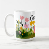 Cute Red Ladybug Girl's Name Wildflowers コーヒーマグカップ (左)