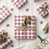 Cute Red Lips Pattern Christmas Gift Wrap ラッピングペーパー