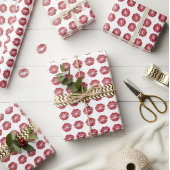 Cute Red Lips Pattern Christmas Gift Wrap ラッピングペーパー