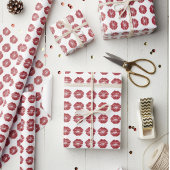 Cute Red Lips Pattern Christmas Gift Wrap ラッピングペーパー