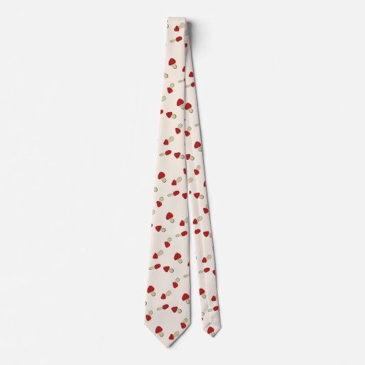 Cute Red Mushroom Fungi Pattern Neck Tie ネクタイ (正面)