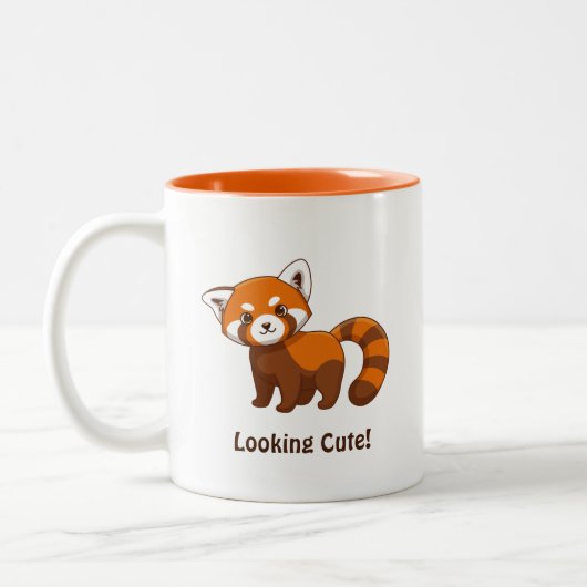 Cute Red Panda ツートーンマグカップ (左)