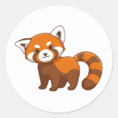 Cute Red Panda ラウンドシール (正面)
