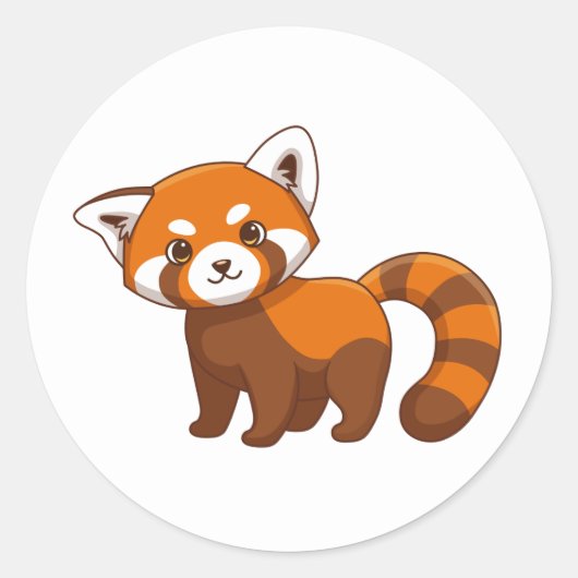 Cute Red Panda ラウンドシール (正面)