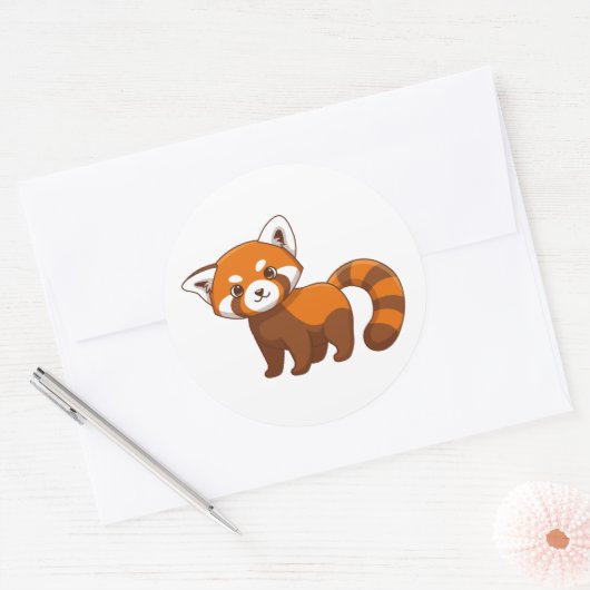 Cute Red Panda ラウンドシール (封筒)
