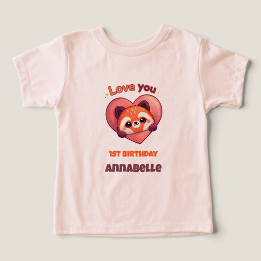 Cute Red Panda - 1st Birthday Girl (デザイン正面)
