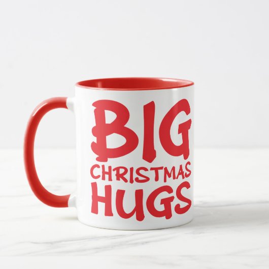 Cute red panda big Christmas hugs mug マグカップ (左)