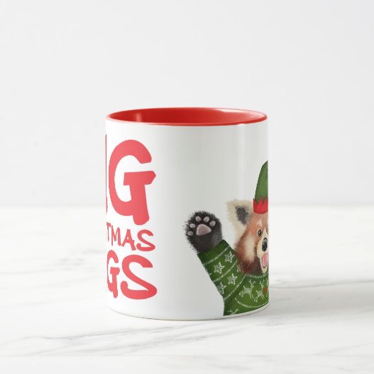 Cute red panda big Christmas hugs mug マグカップ (中央)