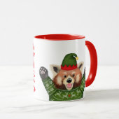 Cute red panda big Christmas hugs mug マグカップ (正面右)