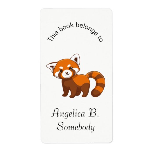 Cute Red Panda Bookplate ラベル (正面)