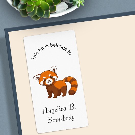 Cute Red Panda Bookplate ラベル