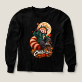 Cute Red Panda Chill Mode Girls Long Sleeve T-Shir (デザイン正面)
