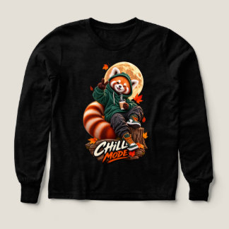 Cute Red Panda Chill Mode Girls Long Sleeve T-Shir