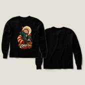Cute Red Panda Chill Mode Girls Long Sleeve T-Shir (デザイン 正面&背面)
