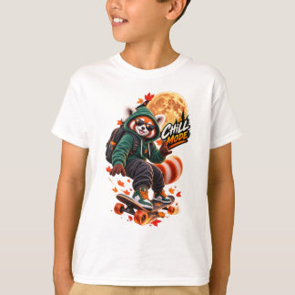 Cute Red Panda Chill Mode Skater Kids T-Shirt Tシャツ