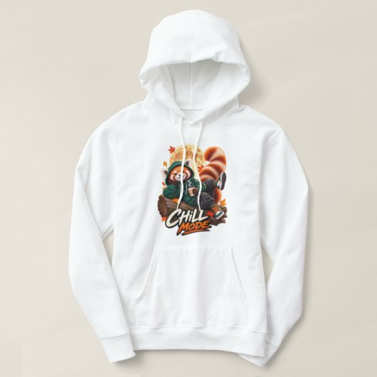 Cute Red Panda Chill Mode White Hoodie パーカ (デザイン正面)