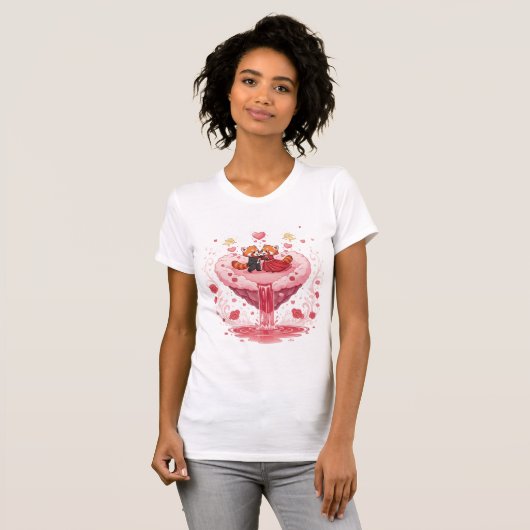 Cute Red Panda Couple Romantic Valentine T-Shirt Tシャツ (正面フル)