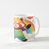 Cute Red Panda Design - Happy Dancing Animal Rainb コーヒーマグカップ (正面右)
