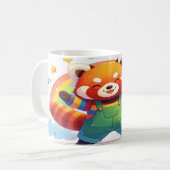Cute Red Panda Design - Happy Dancing Animal Rainb コーヒーマグカップ (正面左)