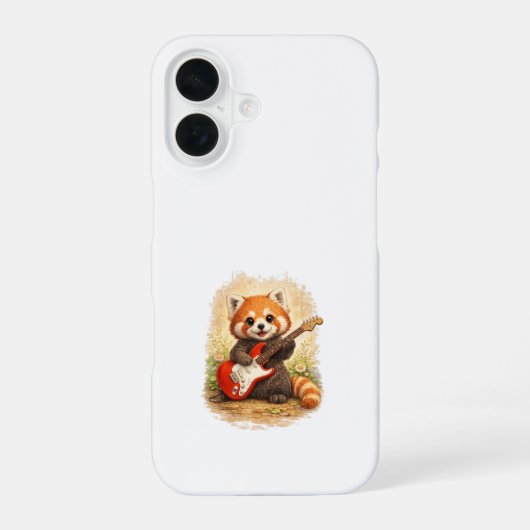 Cute Red Panda Guitar iPhone 16 Case Kawaii 16ケース (裏面)