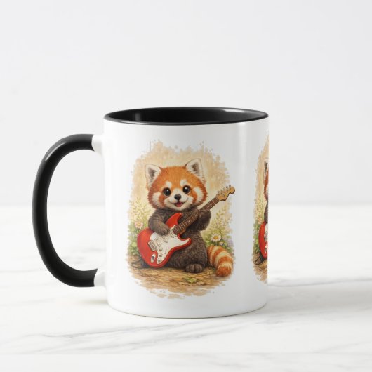 Cute Red Panda Guitar Mug – Music Lover Gift マグカップ (左)