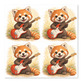Cute Red Panda Guitar Pattern Wallpaper Kids 壁紙 (正面)