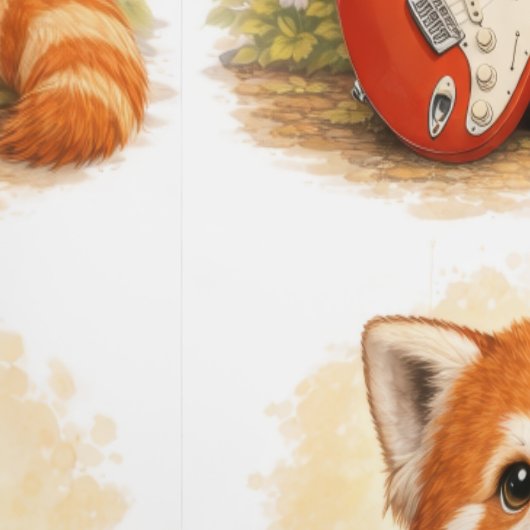 Cute Red Panda Guitar Pattern Wallpaper Kids 壁紙 (縫い目)