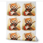 Cute Red Panda Guitar Pattern Wallpaper Kids 壁紙 (ほどく)