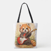 Cute Red Panda Guitar Tote Bag Kawaii Animal トートバッグ (裏面)