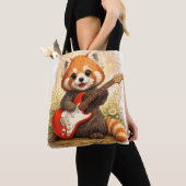 Cute Red Panda Guitar Tote Bag Kawaii Animal トートバッグ (クローズアップ)