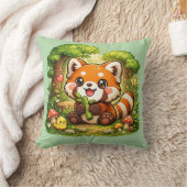Cute Red Panda Kawaii Cushion Pillow クッション (ブランケット)