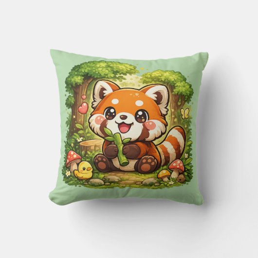 Cute Red Panda Kawaii Cushion Pillow クッション (正面)