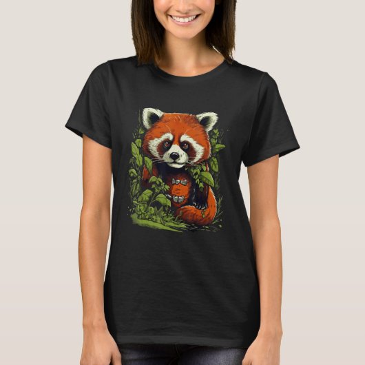 Cute Red Panda Lover Nature Graphic Animal Conserv Tシャツ (正面)