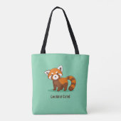 Cute Red Panda on Green トートバッグ (裏面)
